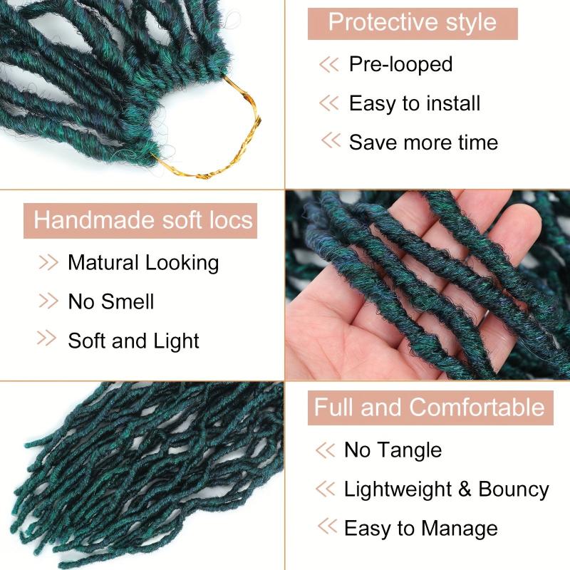 Dark Green Soft Locs Crochet Hair Extensions 12 Strands Pack