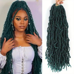 Dark Green Soft Locs Crochet Hair Extensions 12 Strands Pack