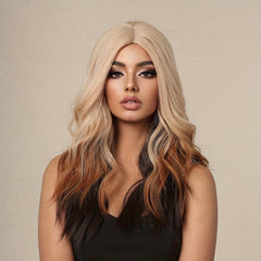 Ombre 55 88 Cm Long Curly Hair Wigs With Bangs Synthetic Fiber Wavy Wigs