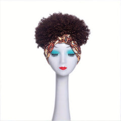 Short Afro Curly Synthetic Wig with Bangs and Headband