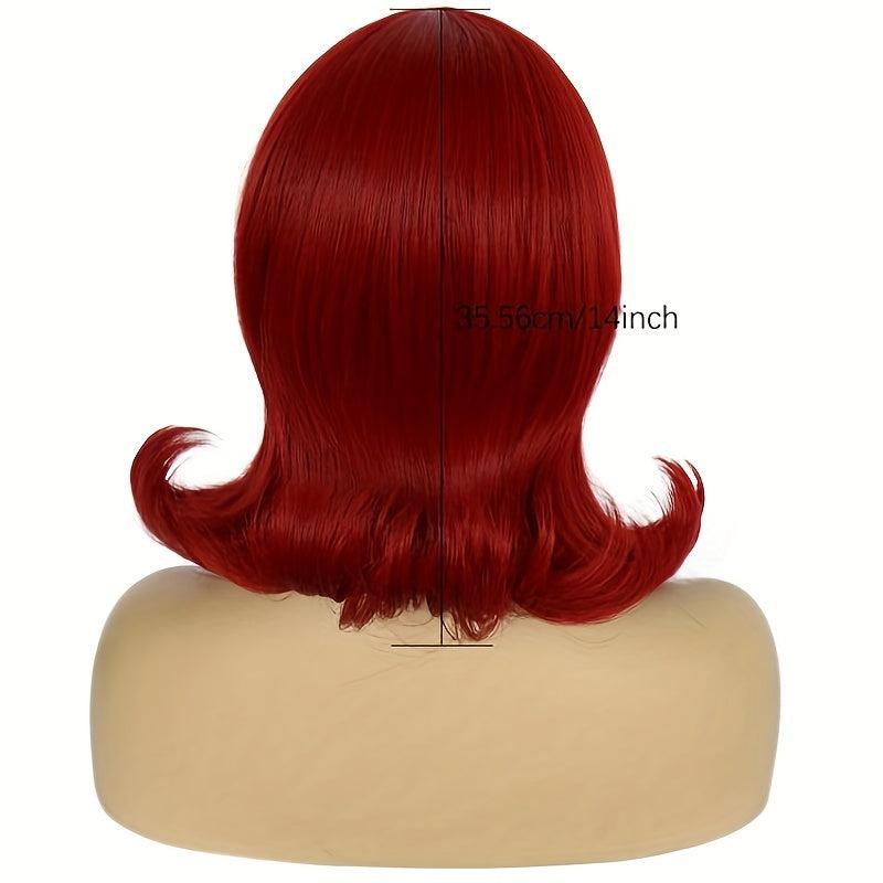 Red Wavy Women's Wig + Wig Cap for Daily & Party Use