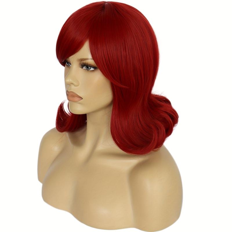 Red Wavy Women's Wig + Wig Cap for Daily & Party Use