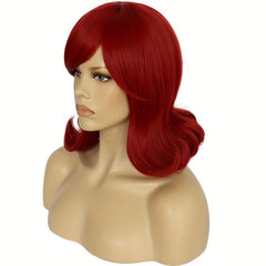 Red Wavy Women's Wig + Wig Cap for Daily & Party Use