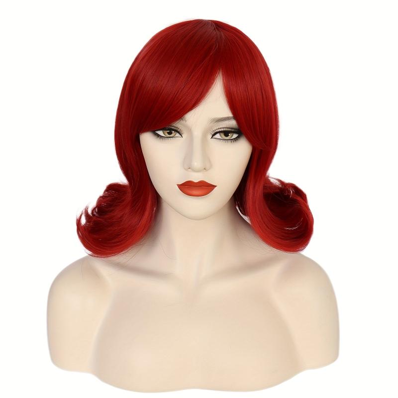 Red Wavy Women's Wig + Wig Cap for Daily & Party Use