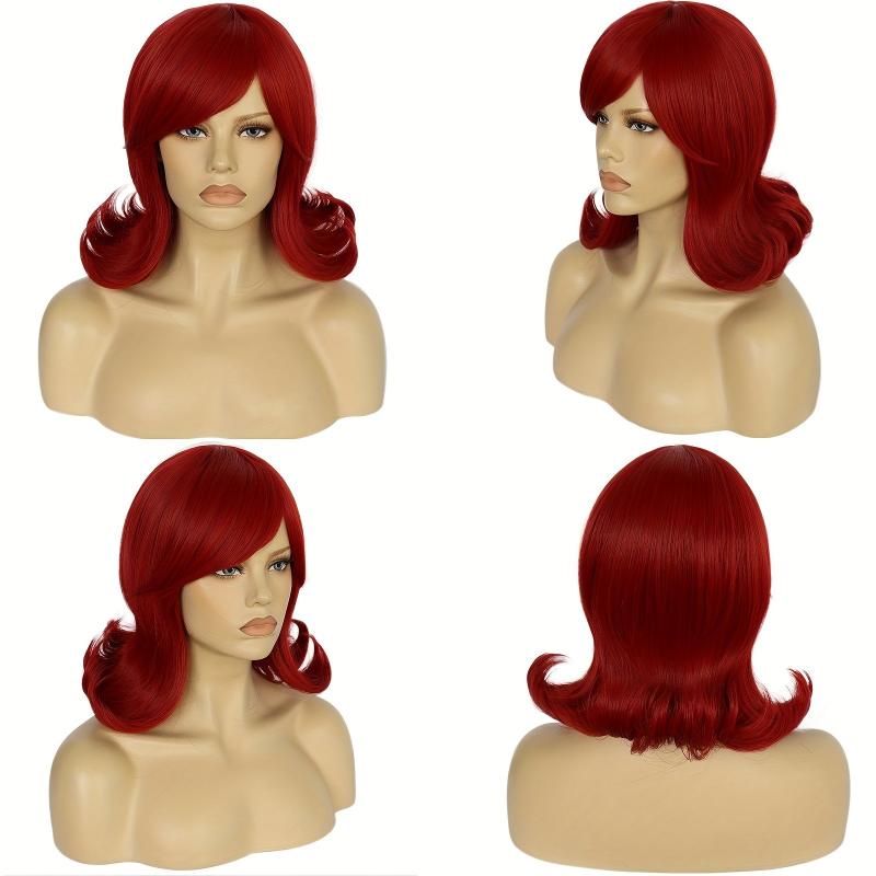 Red Wavy Women's Wig + Wig Cap for Daily & Party Use