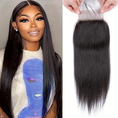 Straight Human Hair Lace Closure Unprocessed Hair Extension 25.4 cm