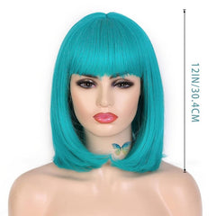 Short Bob Straight Hair Wigs Blonde with Bangs Natural Look