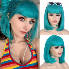 Short Bob Straight Hair Wigs Blonde with Bangs Natural Look