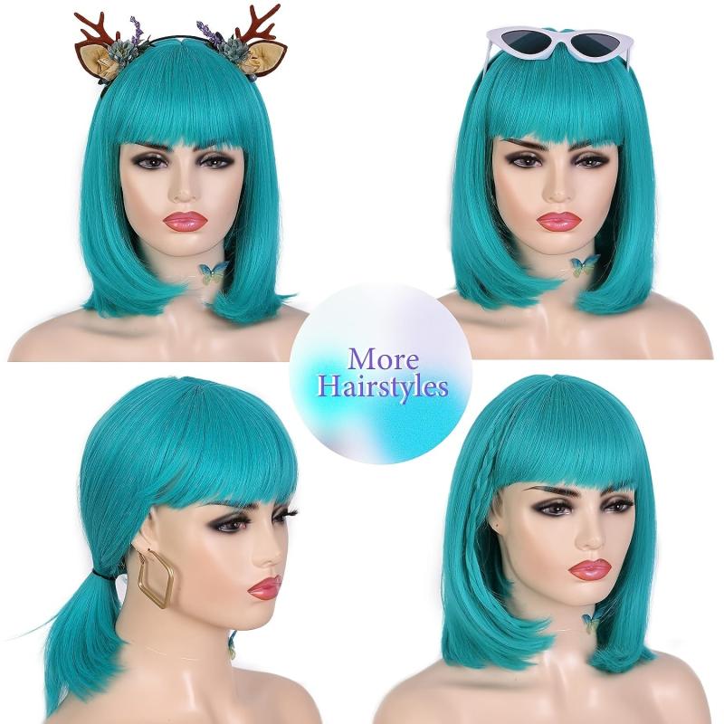 Short Bob Straight Hair Wigs Blonde with Bangs Natural Look