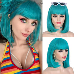 Short Bob Straight Hair Wigs Blonde with Bangs Natural Look