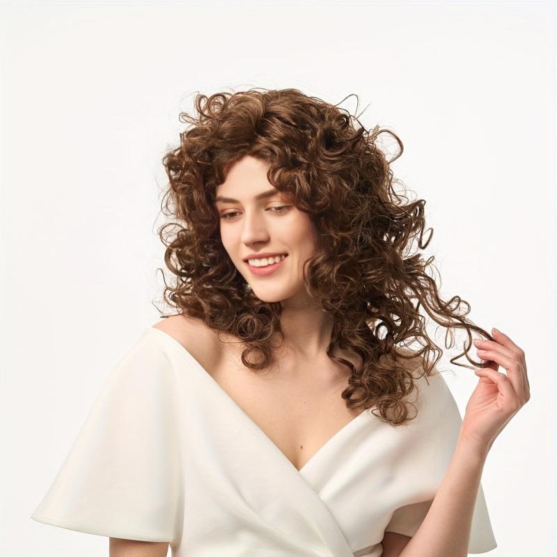 40 64 Cm Middle Long Loose Curly Synthetic Wigs For Women Natural Looking
