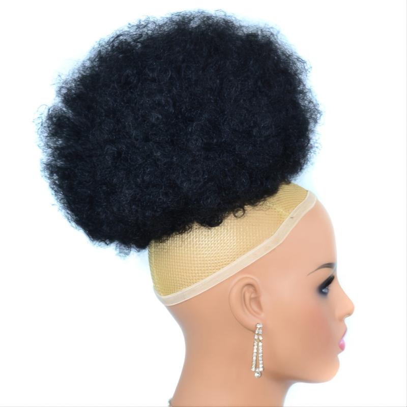 6inch Afro Puff Hair Bun Kinky Curly Ponytail Clip In Hair Extension