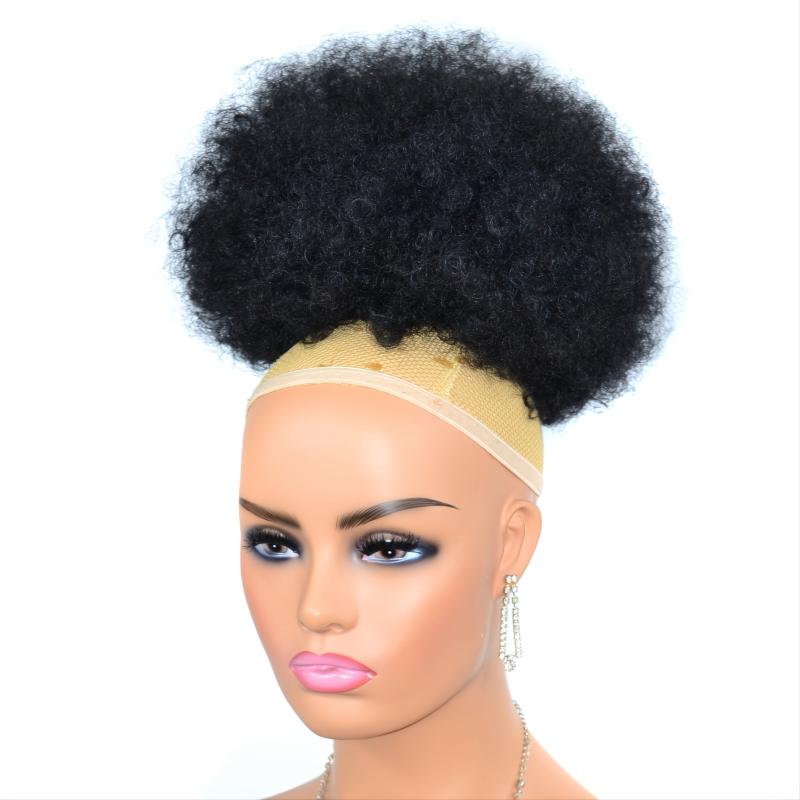 6inch Afro Puff Hair Bun Kinky Curly Ponytail Clip In Hair Extension