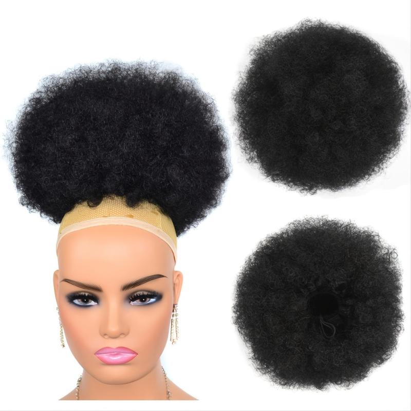 6inch Afro Puff Hair Bun Kinky Curly Ponytail Clip In Hair Extension