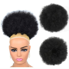 6inch Afro Puff Hair Bun Kinky Curly Ponytail Clip In Hair Extension