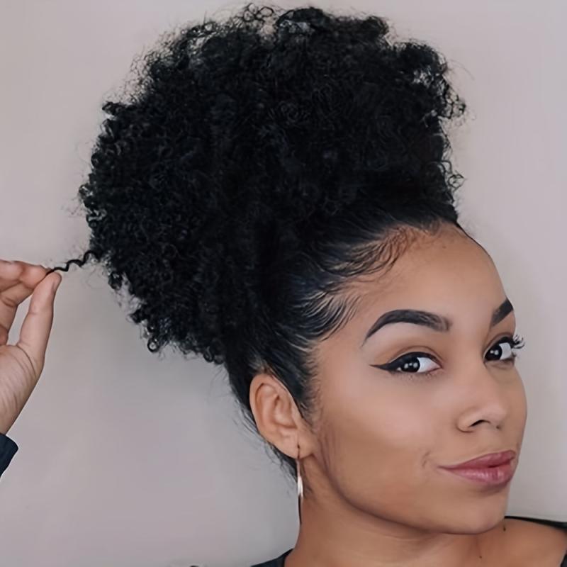 6inch Afro Puff Hair Bun Kinky Curly Ponytail Clip In Hair Extension