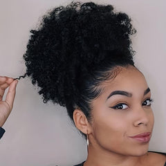 6inch Afro Puff Hair Bun Kinky Curly Ponytail Clip In Hair Extension