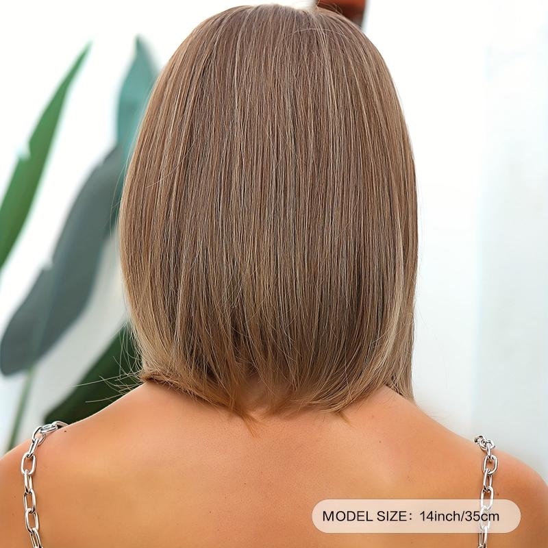 35 56 Cm Long Brown Straight Synthetic Wig for Women WL1062