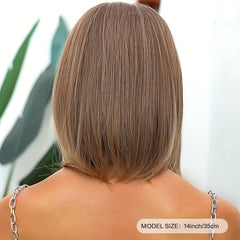 35 56 Cm Long Brown Straight Synthetic Wig for Women WL1062