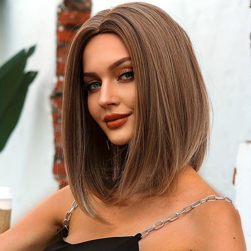 35 56 Cm Long Brown Straight Synthetic Wig for Women WL1062