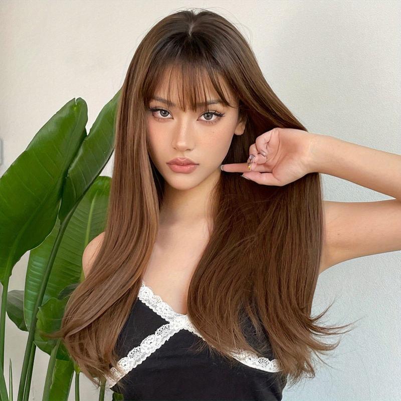60 96 Cm Blonde Straight Wigs With Bangs For Party Cosplay
