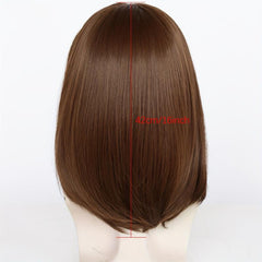 Medium Long Straight Hair Wigs Brown Wigs With Headband