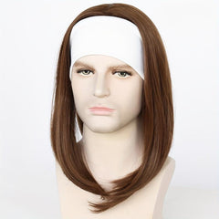 Medium Long Straight Hair Wigs Brown Wigs With Headband