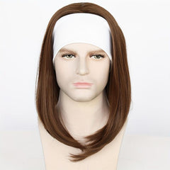 Medium Long Straight Hair Wigs Brown Wigs With Headband