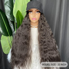 Long Wave Baseball Cap with Synthetic Hair Extensions 22 Inch Wig Headwear