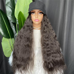 Long Wave Baseball Cap with Synthetic Hair Extensions 22 Inch Wig Headwear