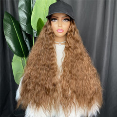 Long Wave Baseball Cap with Synthetic Hair Extensions 22 Inch Wig Headwear