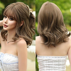 Wavy Brown Wig For Women Daily Party Summer Synthetic Bob Wigs