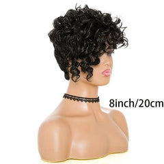 Short Afro Kinky Curly Synthetic Wigs With Bangs High Temperature Rose NetWork