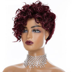 Short Afro Kinky Curly Synthetic Wigs With Bangs High Temperature Rose NetWork