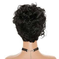 Short Afro Kinky Curly Synthetic Wigs With Bangs High Temperature Rose NetWork