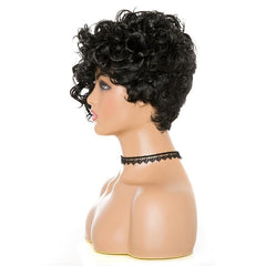 Short Afro Kinky Curly Synthetic Wigs With Bangs High Temperature Rose NetWork