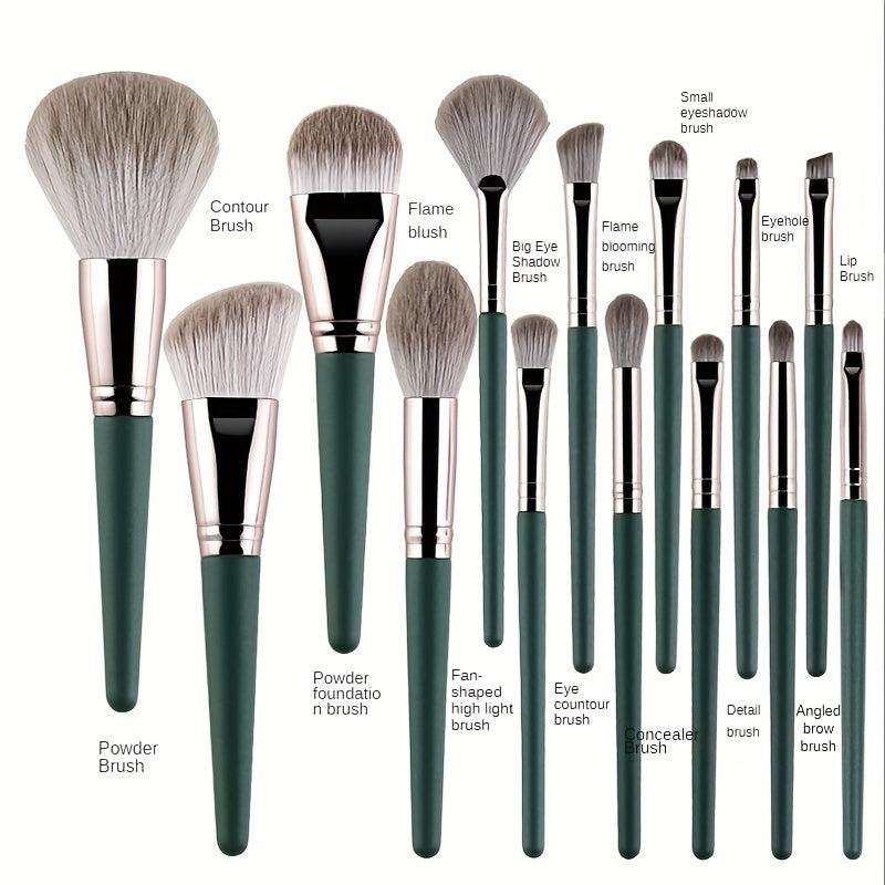 14pcs Complete Makeup Brush Set for Eyes and Cheeks