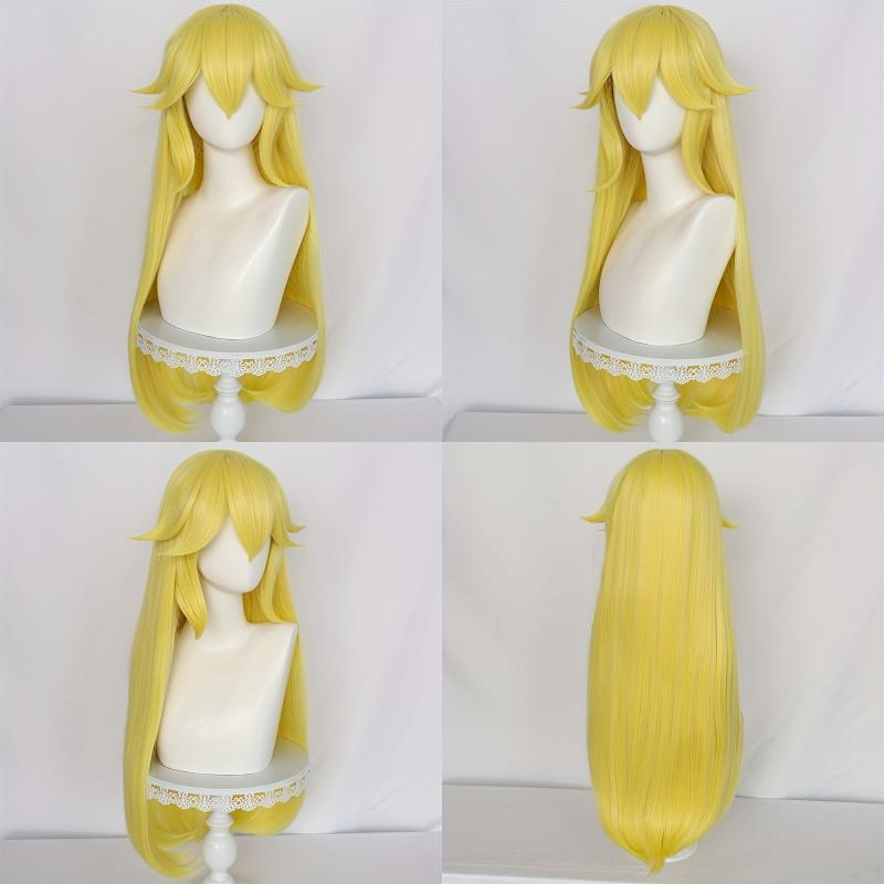 Long Straight Synthetic Wig With Bangs Heat Resistant &1pc Wig Cap