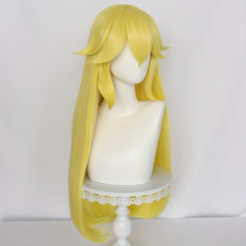 Long Straight Synthetic Wig With Bangs Heat Resistant &1pc Wig Cap