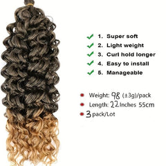3Packs 22 Inches Ocean Wave Crochet Hair Gradual Ocean Wave
