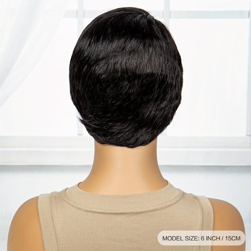 Short Wavy Pixie Cut Human Hair Wig 180 Density