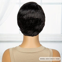 Short Wavy Pixie Cut Human Hair Wig 180 Density