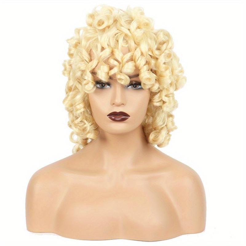 Curly Wig With Bangs Afro Loose Curls Synthetic Wigs