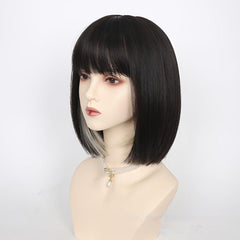 Short Straight Bob Cut Wig With Bangs Synthetic Wig