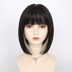 Short Straight Bob Cut Wig With Bangs Synthetic Wig