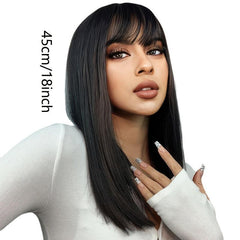 Long Straight Hair With Bangs Wig For Women Daily Wear