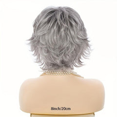 Short Pixie Cut Wigs With Bangs Short Curly Wavy Synthetic Fiber Wigs