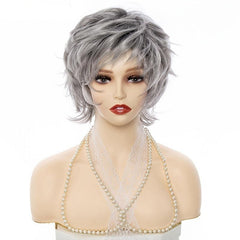 Short Pixie Cut Wigs With Bangs Short Curly Wavy Synthetic Fiber Wigs