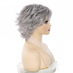 Short Pixie Cut Wigs With Bangs Short Curly Wavy Synthetic Fiber Wigs