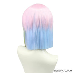 Colorful Short Straight Wig Anime Cosplay Wig For Halloween Cosplay Party
